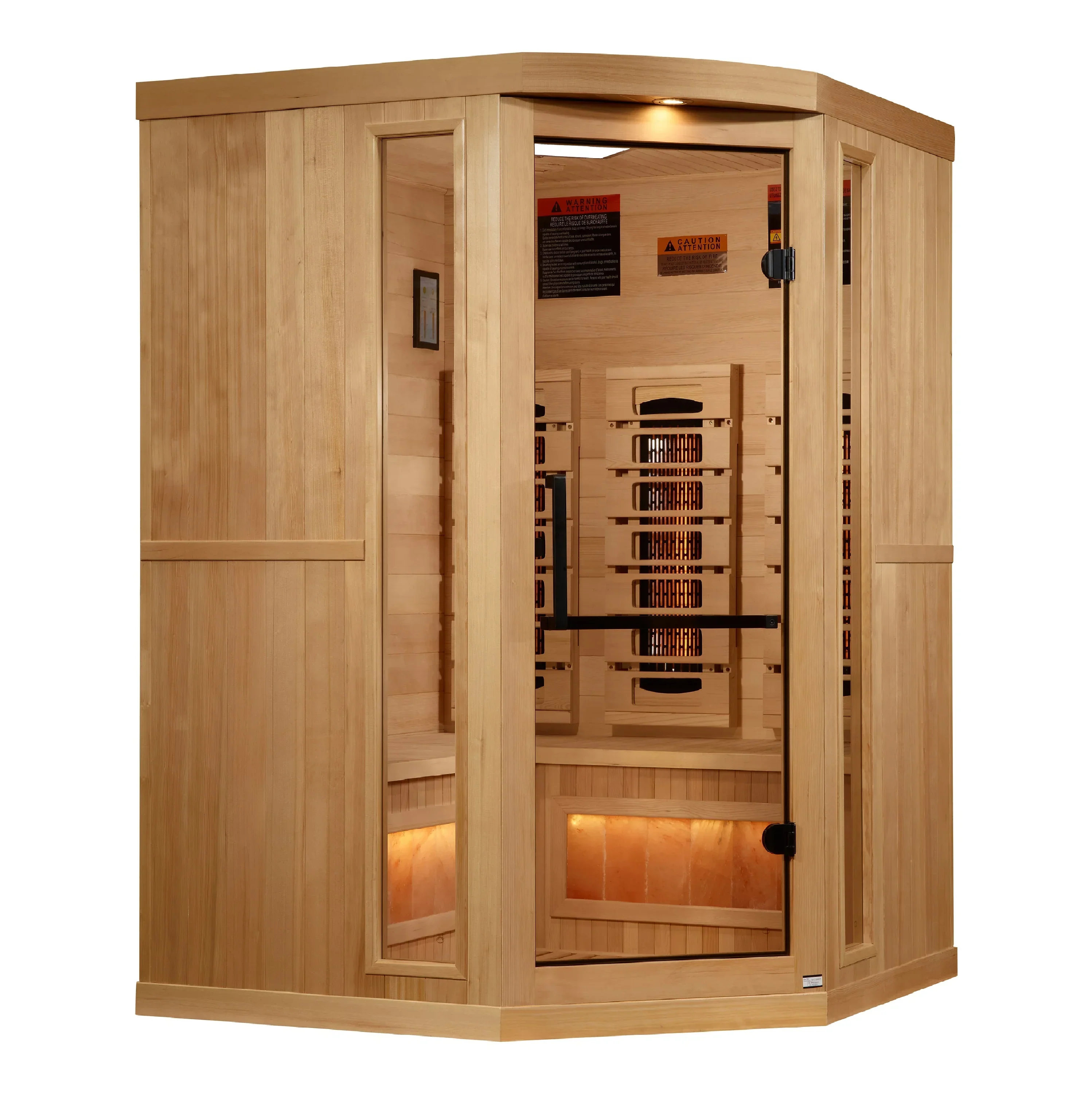 Golden Designs 3-Person Corner Full Spectrum Sauna 2025 Reserve Edition GDI-8035-03 with Himalayan Salt Bar