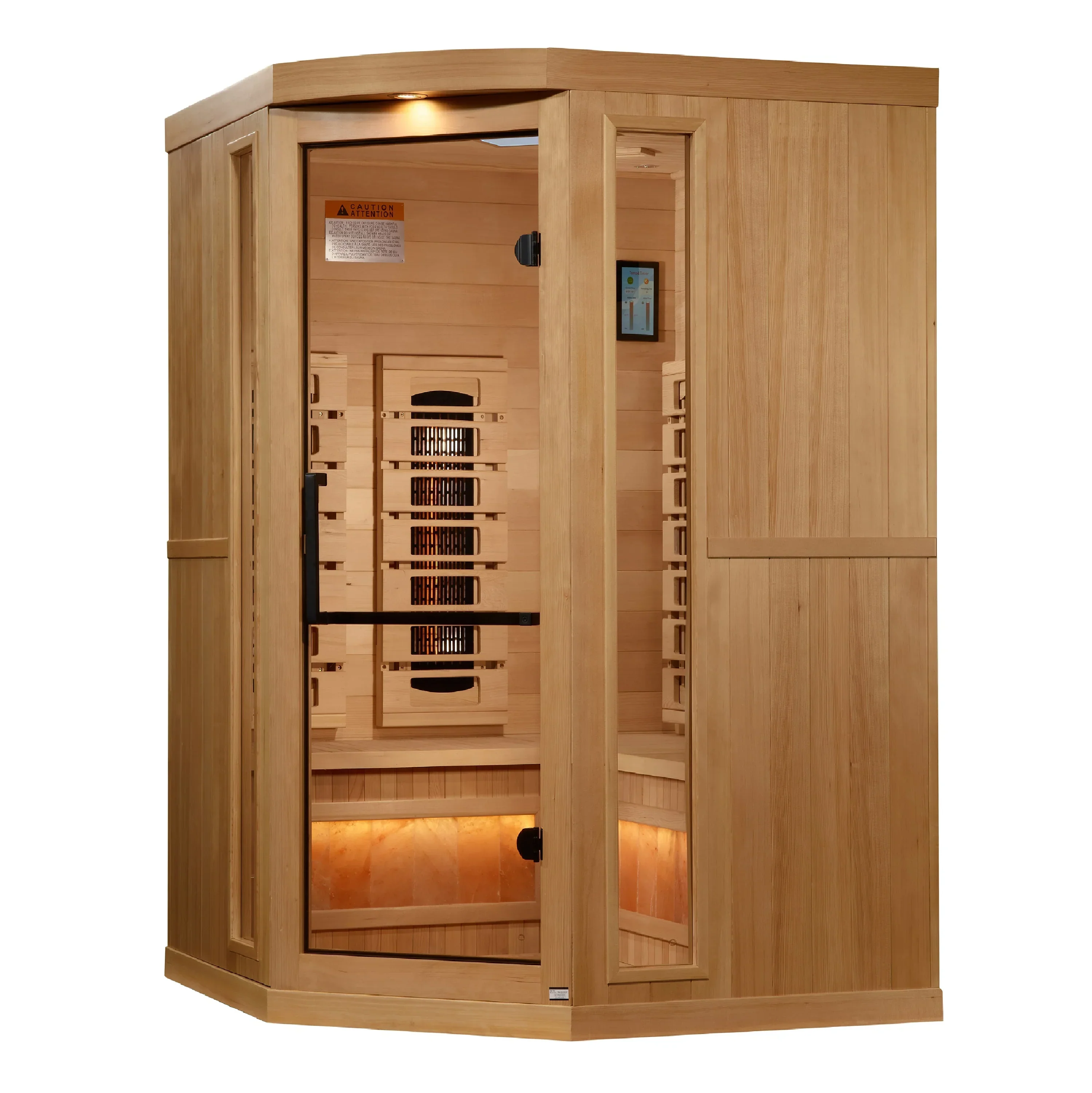 Golden Designs 3-Person Corner Full Spectrum Sauna 2025 Reserve Edition GDI-8035-03 with Himalayan Salt Bar