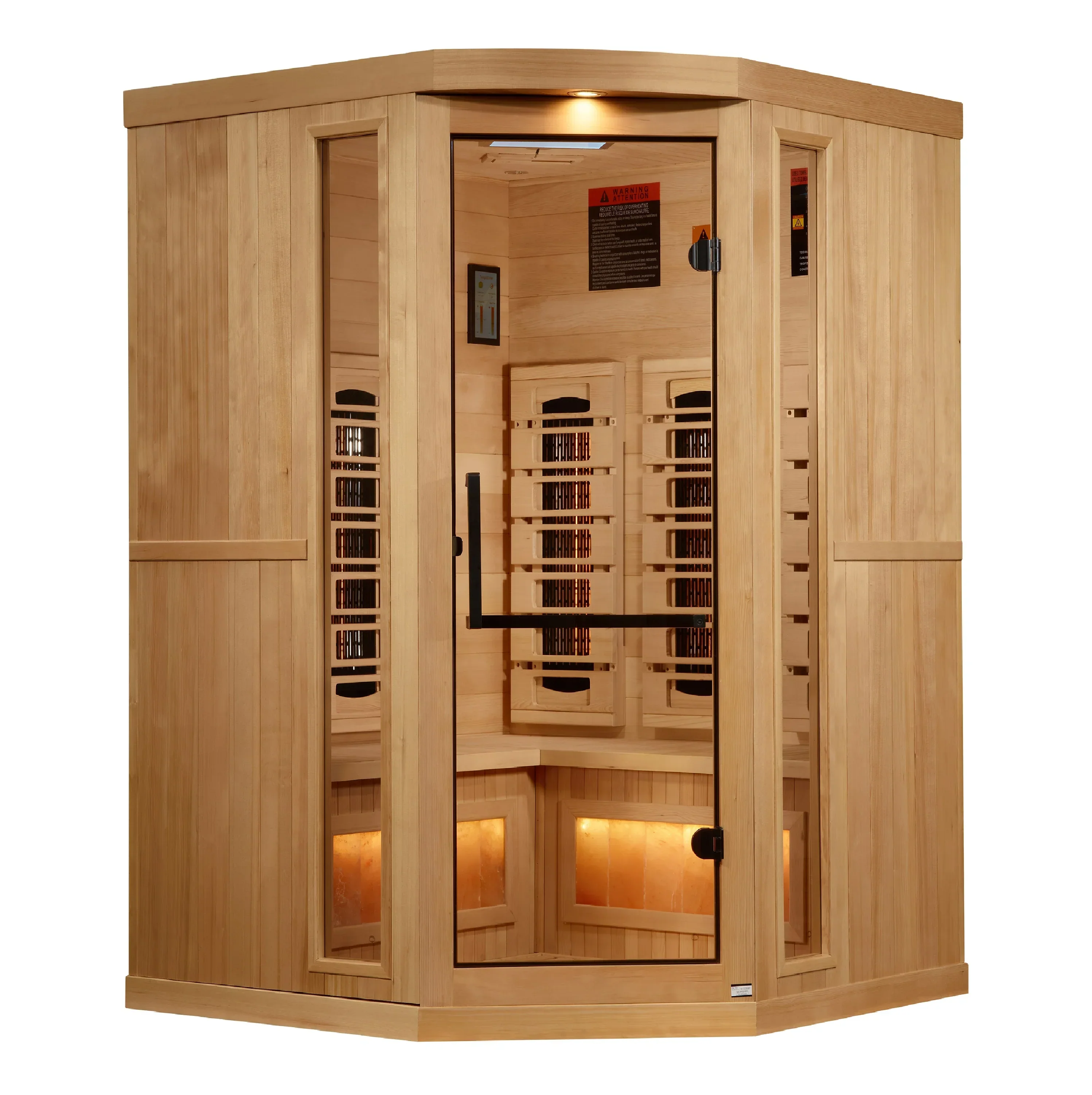 Golden Designs 3-Person Corner Full Spectrum Sauna 2025 Reserve Edition GDI-8035-03 with Himalayan Salt Bar