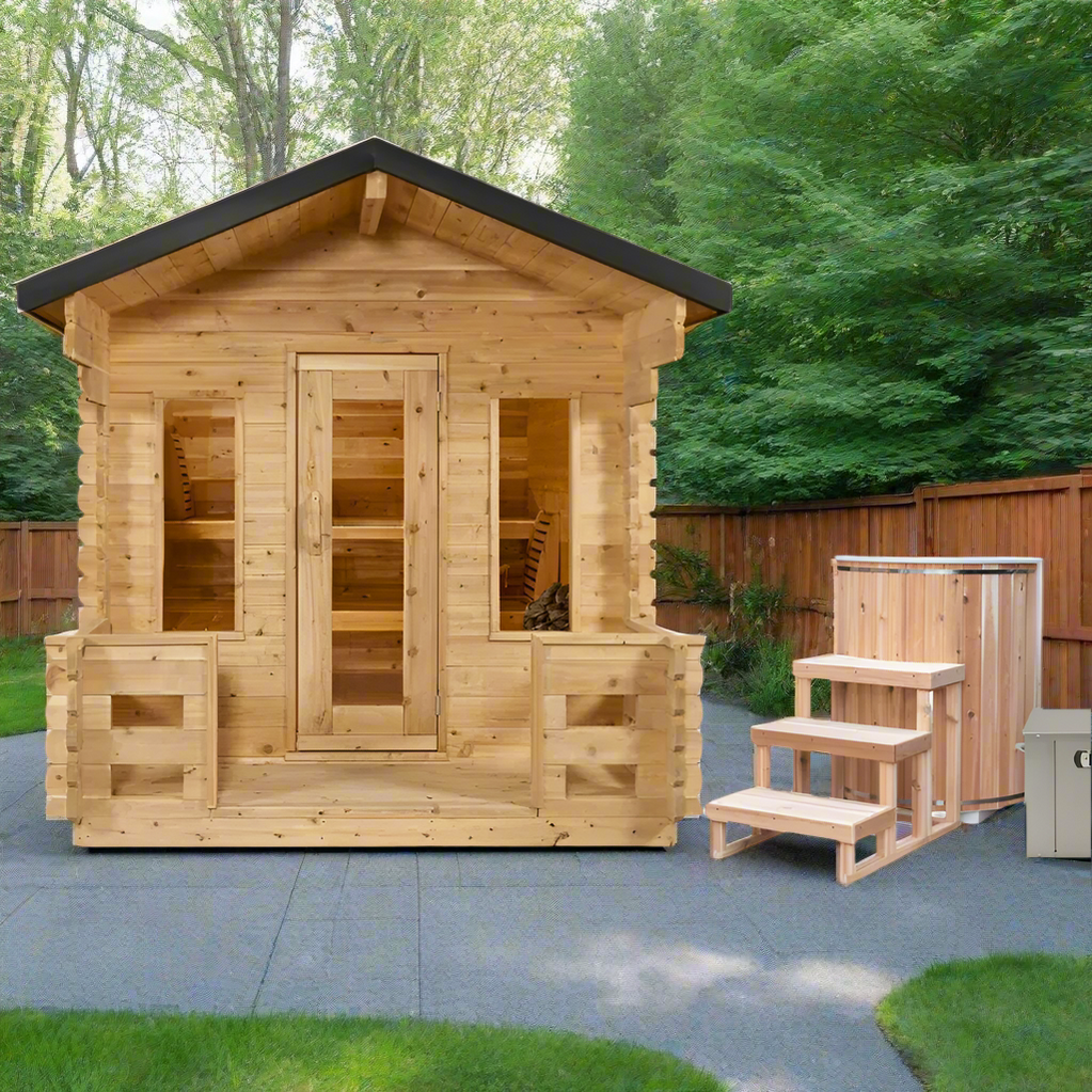Dundalk CT Georgian 6 Person Outdoor Sauna with Porch CTC88PW